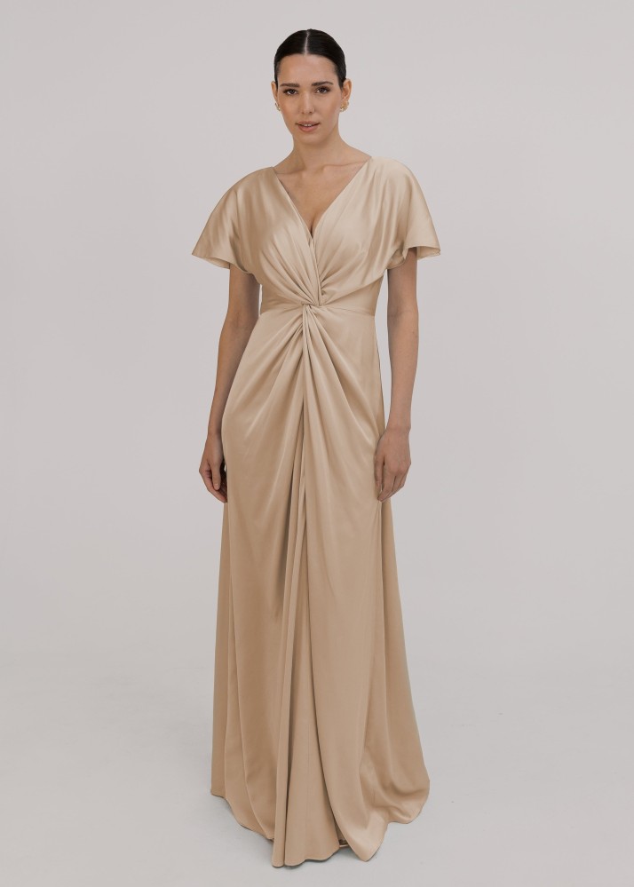 TH_TH_satin_bridesmaid_dress_Camilla_in_champagne_front_model_view Camilla Neutral Bridesmaid Dress by TH&TH product image