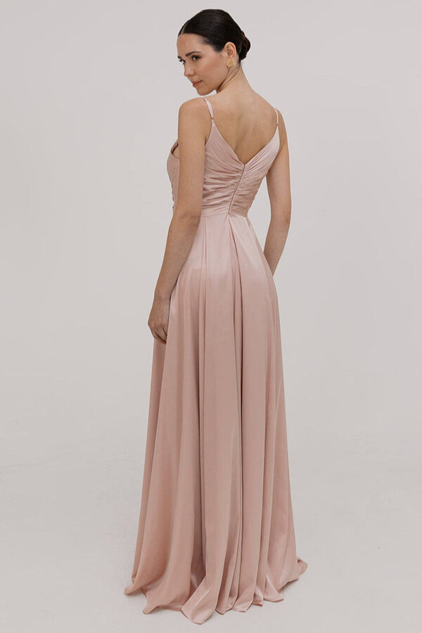TH_TH_satin_bridesmaid_dress_Isla_in_blush_pink_back_model_view Isla Pink Bridesmaid Dress by TH&TH
