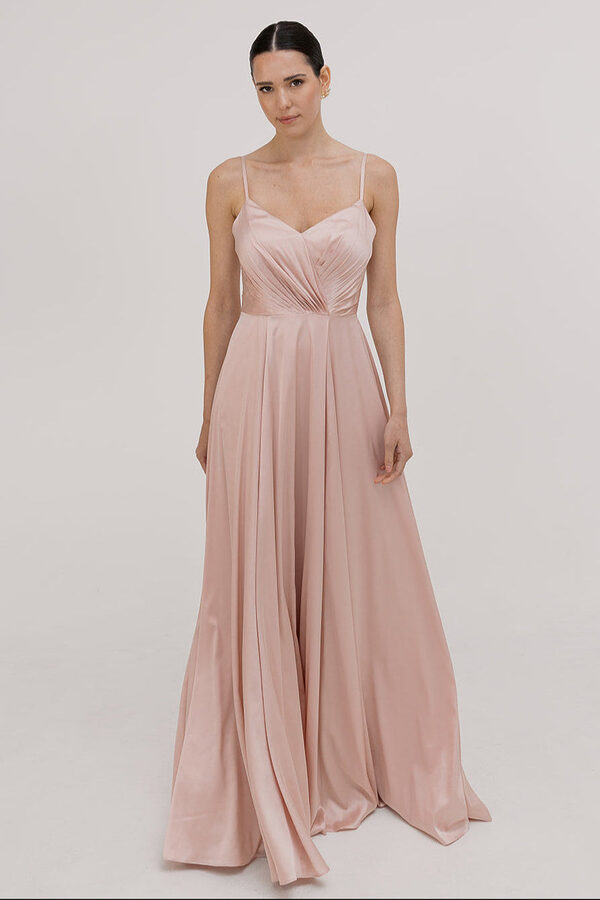 TH_TH_satin_bridesmaid_dress_Isla_in_blush_pink_front_view Isla Pink Bridesmaid Dress by TH&TH