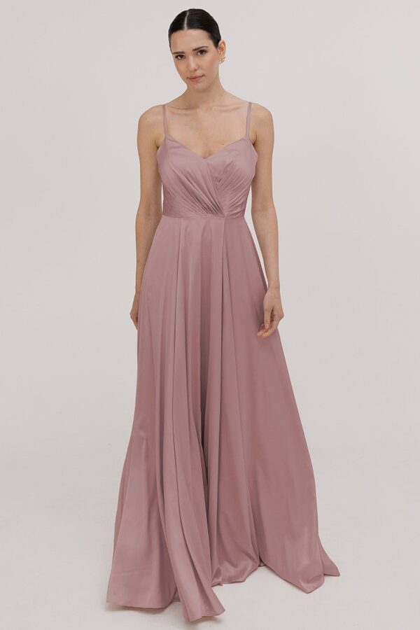 TH_TH_satin_bridesmaid_dress_Isla_in_rose_pink_front_view Isla Pink Bridesmaid Dress by TH&TH