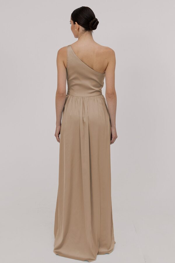 TH_TH_satin_one_shoulder_bridesmaid_dress_Greta_in_Champagne_back_view Greta Neutral Bridesmaid Dress by TH&TH