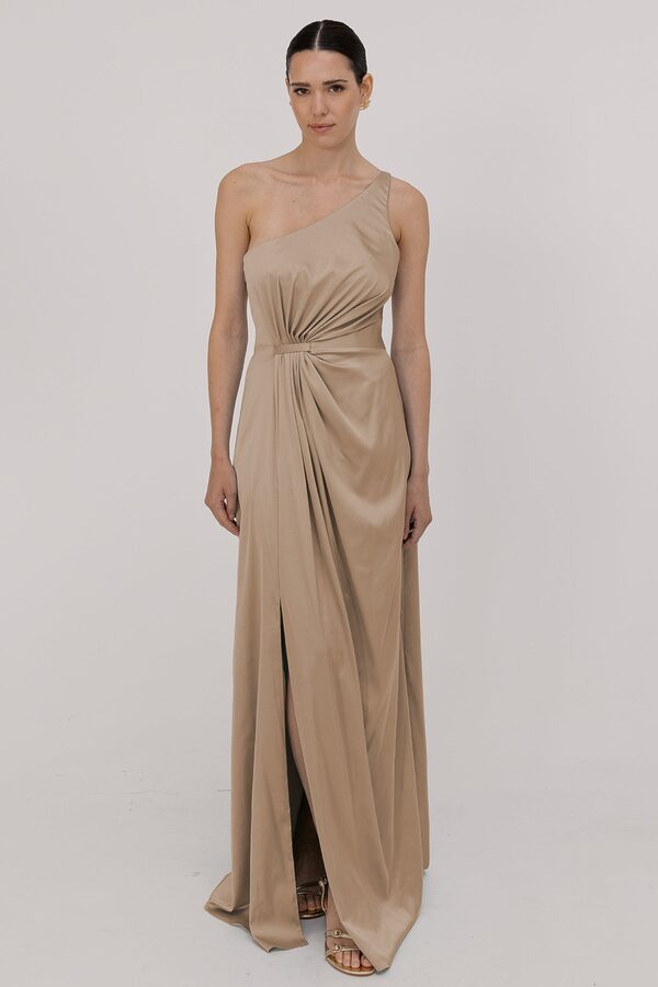 TH_TH_satin_one_shoulder_bridesmaid_dress_Greta_in_Champagne_front_view Greta Neutral Bridesmaid Dress by TH&TH