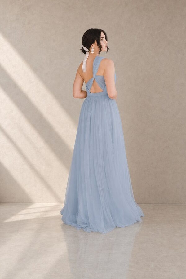 TH_TH_tulle_bridesmaid_dress_Luna_in_dusty_blue_back_model_view Try Before You Buy Luna Bridesmaid Dress by TH&TH