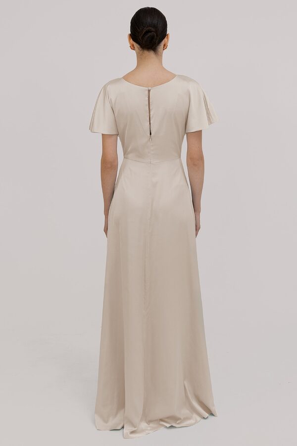 TH_and_TH_Camilla_satin_bridesmaid_dress_in_oyster_back_view Camilla Neutral Bridesmaid Dress by TH&TH