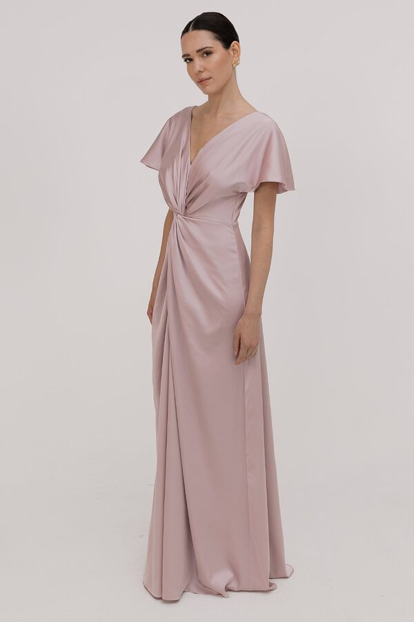 TH_and_TH_Camilla_satin_bridesmaid_dress_in_smoked_blush Camilla Short Sleeve Pink Bridesmaid Dress by TH&TH