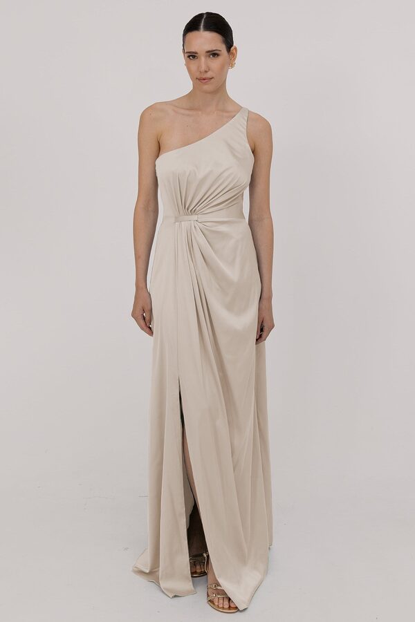 TH_and_TH_Greta_satin_bridesmaid_dress_in_oyster_front_view Greta Neutral Bridesmaid Dress by TH&TH product image