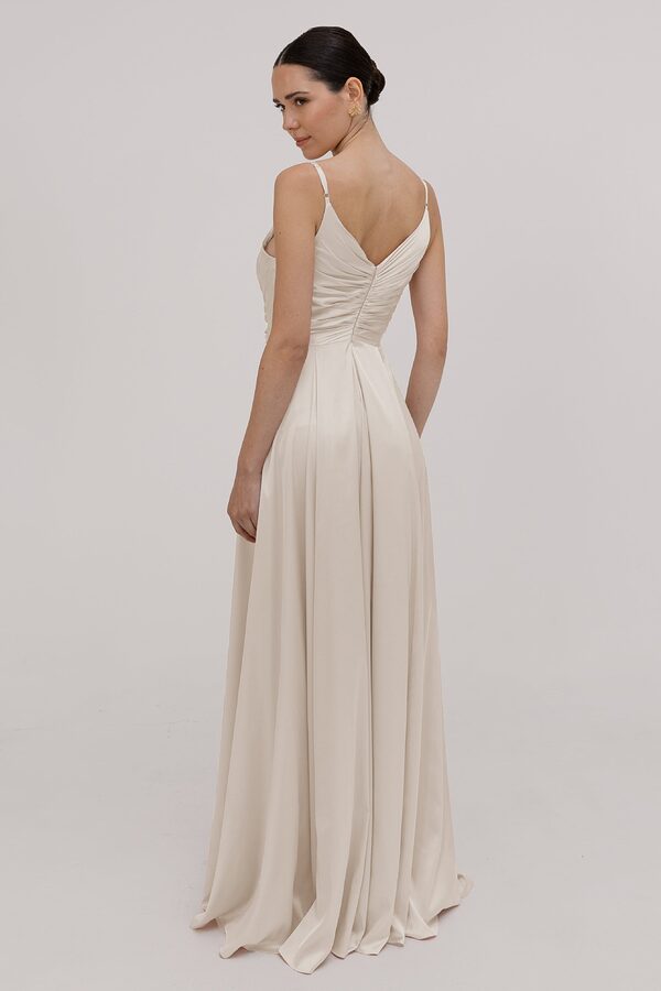 TH_and_TH_Isla_satin_bridesmaid_dress_in_oyster_back_view Isla Neutral Bridesmaid Dress by TH&TH