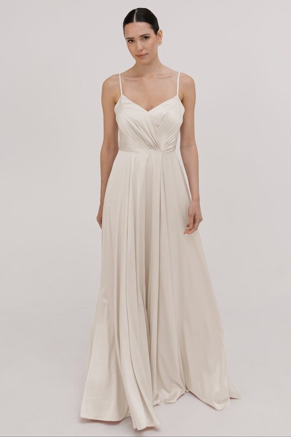 TH_and_TH_Isla_satin_bridesmaid_dress_in_oyster_front_view Isla Neutral Bridesmaid Dress by TH&TH