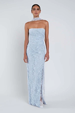Julian Strapless Lace Blue Bridesmaid Dress by Jenny Yoo