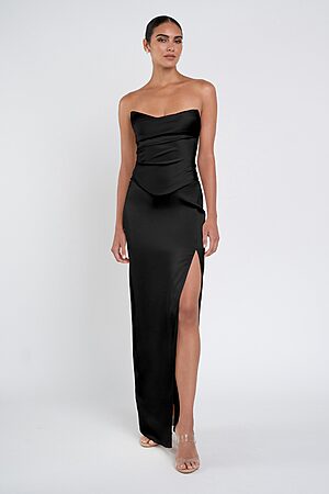 Amaya Black Luxe Satin Bridesmaid Dress by Jenny Yoo