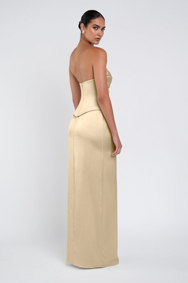 Amaya Buttercup by Jenny Yoo back Amaya Yellow Luxe Satin Bridesmaid Dress by Jenny Yoo