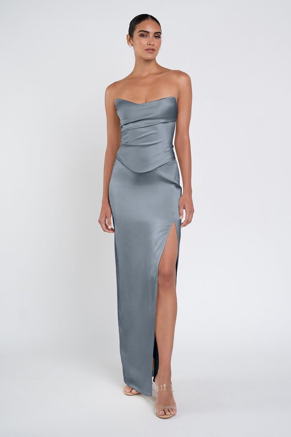 Amaya Chambray by Jenny Yoo Amaya Grey Luxe Satin Bridesmaid Dress by Jenny Yoo