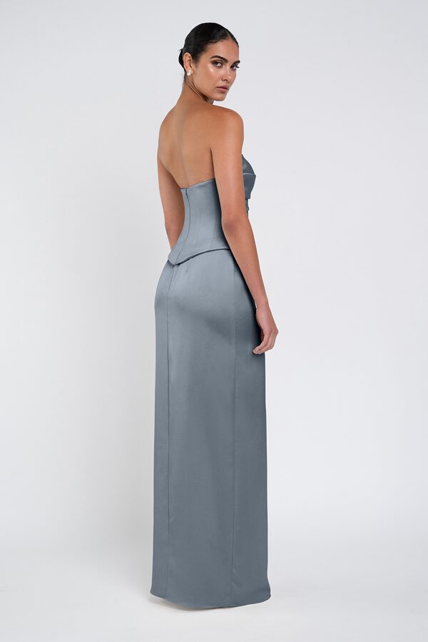 Amaya Chambray by Jenny Yoo back Amaya Grey Luxe Satin Bridesmaid Dress by Jenny Yoo