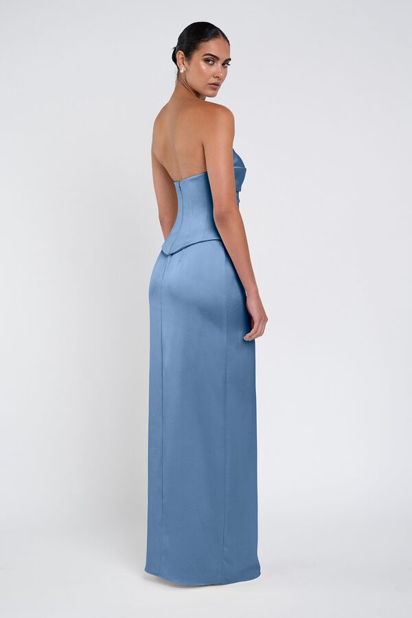 Amaya Cornflower by Jenny Yoo back Amaya Blue Luxe Satin Bridesmaid Dress by Jenny Yoo