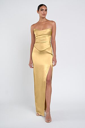 Amaya Yellow Luxe Satin Bridesmaid Dress by Jenny Yoo