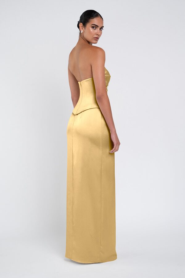 Amaya Daffodil by Jenny Yoo back Amaya Yellow Luxe Satin Bridesmaid Dress by Jenny Yoo