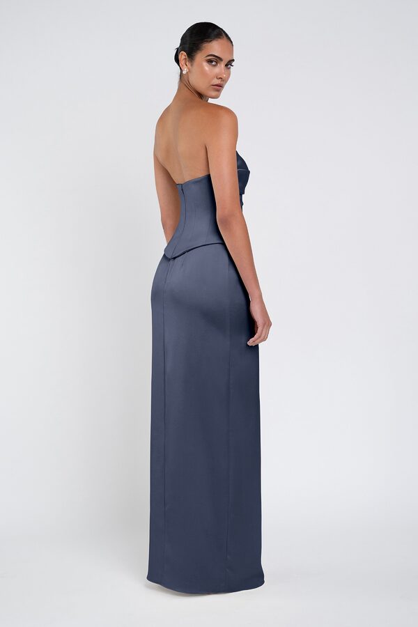 Amaya Dusk by Jenny Yoo back Amaya Blue Luxe Satin Bridesmaid Dress by Jenny Yoo