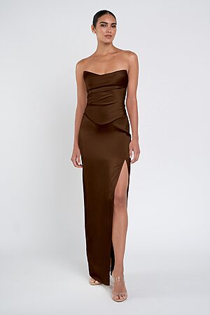 Amaya Brown Luxe Satin Bridesmaid Dress by Jenny Yoo
