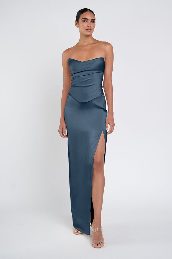 Amaya Evening Blue by Jenny Yoo Amaya Blue Luxe Satin Bridesmaid Dress by Jenny Yoo