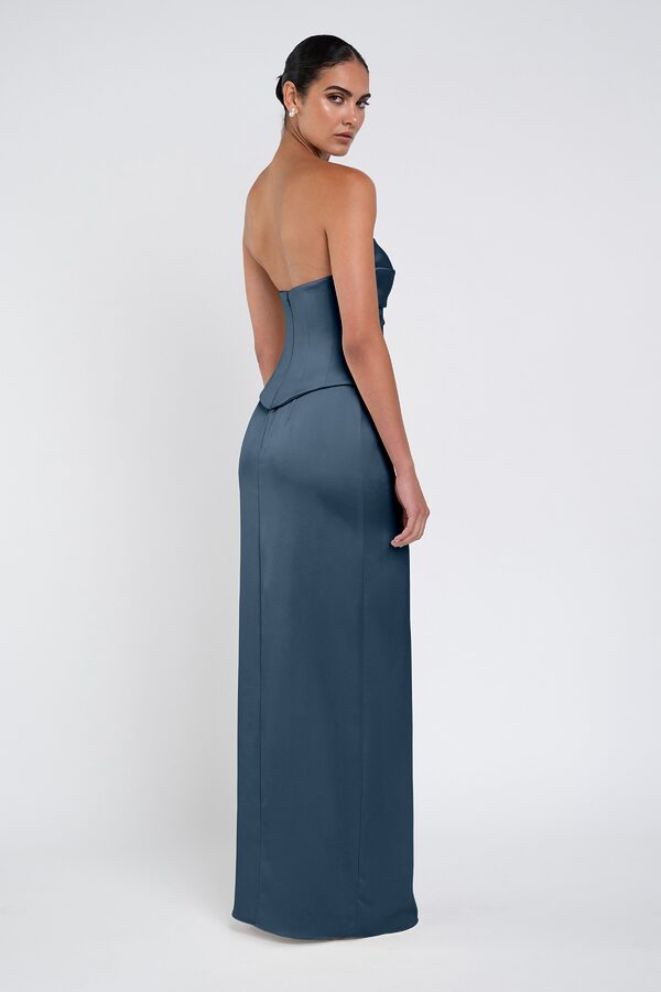 Amaya Evening Blue by Jenny Yoo back Amaya Blue Luxe Satin Bridesmaid Dress by Jenny Yoo