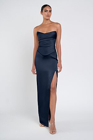Amaya Navy Luxe Satin Bridesmaid Dress by Jenny Yoo