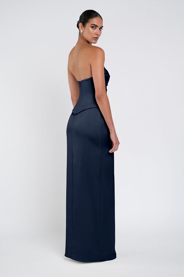 Amaya French Blue by Jenny Yoo back Amaya Blue Luxe Satin Bridesmaid Dress by Jenny Yoo