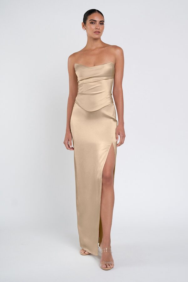 Amaya Pale Gold by Jenny Yoo Amaya Neutral Luxe Satin Bridesmaid Dress by Jenny Yoo