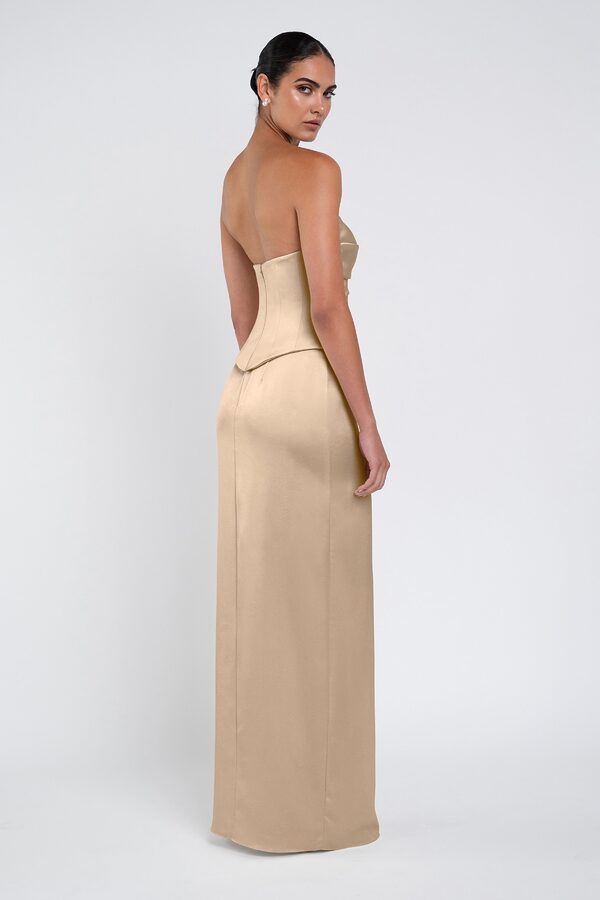 Amaya Pale Gold by Jenny Yoo back Amaya Neutral Luxe Satin Bridesmaid Dress by Jenny Yoo