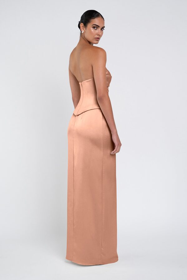 Amaya Peach Bellini by Jenny Yoo back Amaya Pink Luxe Satin Bridesmaid Dress by Jenny Yoo