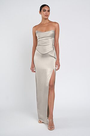Amaya Grey Luxe Satin Bridesmaid Dress by Jenny Yoo