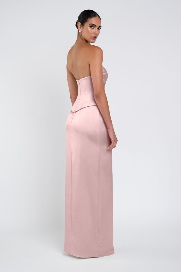 Amaya Powder Pink by Jenny Yoo back Amaya Pink Luxe Satin Bridesmaid Dress by Jenny Yoo