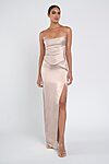 Amaya Champagne Luxe Satin Bridesmaid Dress by Jenny Yoo