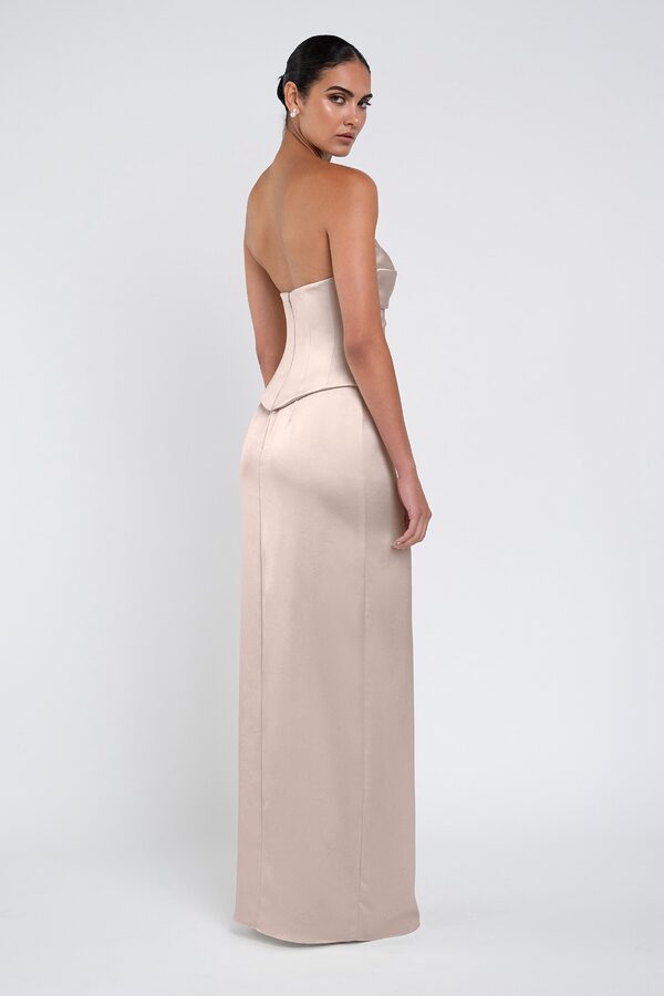 Amaya Prosecco by Jenny Yoo back Amaya Neutral Luxe Satin Bridesmaid Dress by Jenny Yoo