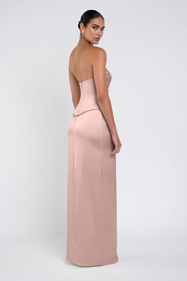 Amaya Soft Blush by Jenny Yoo back Amaya Pink Luxe Satin Bridesmaid Dress by Jenny Yoo