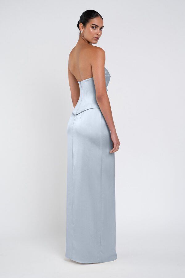 Amaya Whisper Blue by Jenny Yoo back Amaya Blue Luxe Satin Bridesmaid Dress by Jenny Yoo