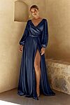 Elora Long Sleeve Satin Navy Bridesmaid Dress by Tania Olsen