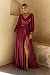 Elora Long Sleeve Satin Wine Bridesmaid Dress by Tania Olsen