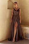 Evone Chocolate Bridesmaid Dress by Tania Olsen - Front View