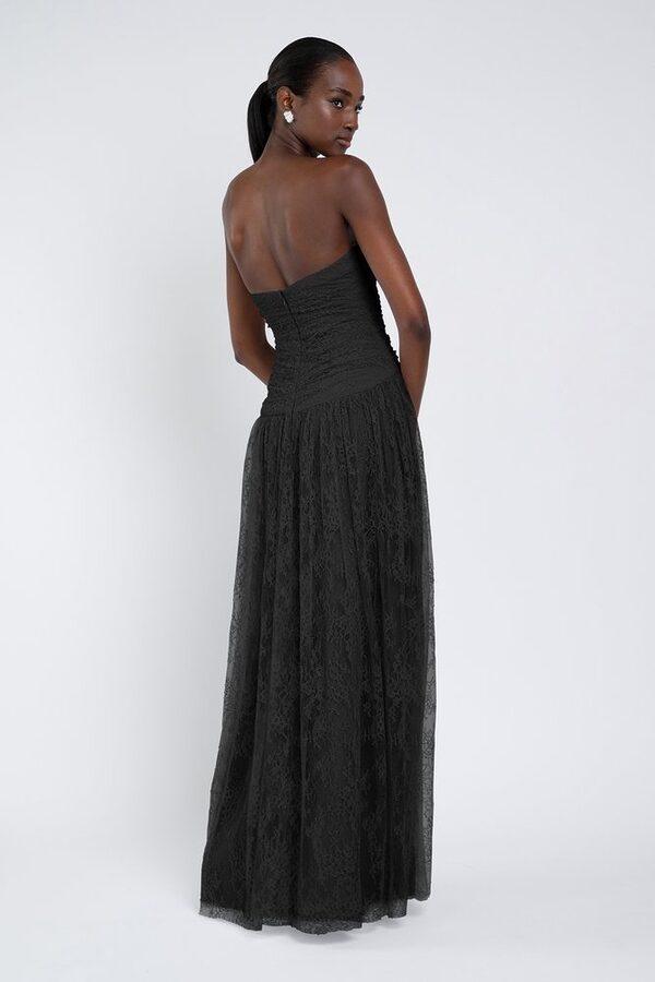 Black Gladys Bridesmaid Dress by Jenny Yoo — Back View black Gladys bridesmaid dress by Jenny Yoo, light taffeta gown, back view