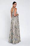 enchanted floral blue agate Lilly maternity bridesmaid dress by Jenny Yoo, embroidered tulle gown, back view