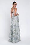 enchanted floral serenity blue Lilly maternity bridesmaid dress by Jenny Yoo, embroidered tulle gown, back view