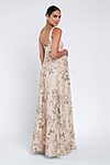 enchanted floral soft blush Lilly maternity bridesmaid dress by Jenny Yoo, embroidered tulle gown, back view