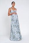 enchanted floral whisper blue Lilly maternity bridesmaid dress by Jenny Yoo, embroidered tulle gown, front view