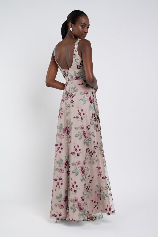 Enchanted Floral Vintage Iris Lilly Bridesmaid Dress by Jenny Yoo — Back View vintage iris Lilly bridesmaid dress by Jenny Yoo, embroidered gown, back view