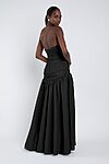 black Sarah bridesmaid dress by Jenny Yoo, light taffeta gown, back view