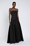 black Sarah bridesmaid dress by Jenny Yoo, light taffeta gown, front view