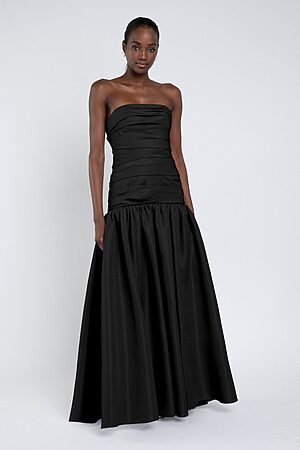 black Sarah bridesmaid dress by Jenny Yoo, light taffeta gown, front view