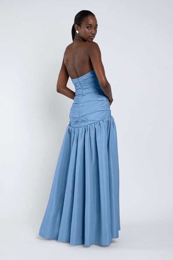 Cornflower Sarah Bridesmaid Dress by Jenny Yoo — Back View cornflower Sarah bridesmaid dress by Jenny Yoo, light taffeta gown, back view