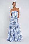 peony garden whisper multi Sarah Print bridesmaid dress by Jenny Yoo, printed taffeta gown, front view