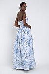 peony garden whisper multi Scarlet Print bridesmaid dress by Jenny Yoo, light taffeta gown, back view